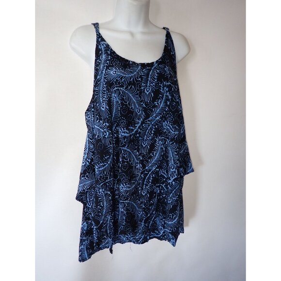 Mexicali Blue Sleeveless Top Women S/M Flowey Tunic Ruffle Tiered Boho Hippie - Picture 3 of 8